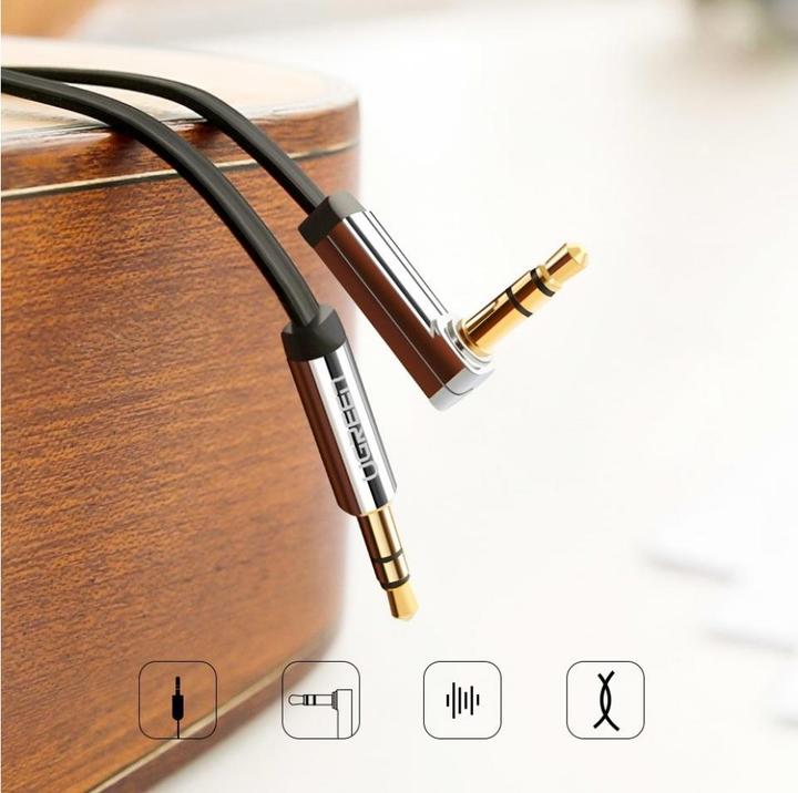 Image du produit Ugreen Casque d'écoute audio AUX à ruban plat coudé (3 m, Jack 3,5 mm (AUX))
