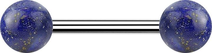 Star Piercing Barbell mit zwei Kugeln Sodalith Stein (Mineralisch, Chirurgenstahl 316L, ohne Messing)