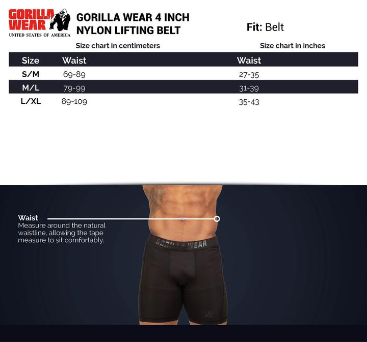 Image du produit Gorilla Wear Ceinture de levage en nylon de 4 pouces