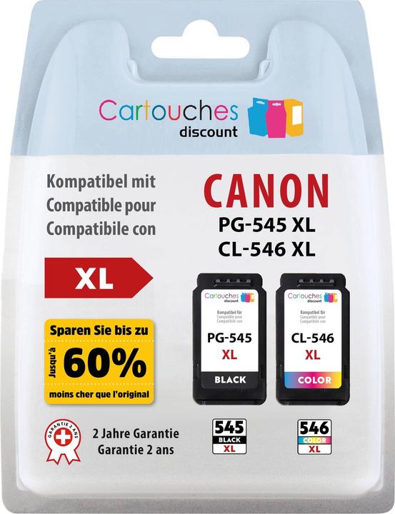 Cartouches Discount Pack Compatible Canon PG-545XL et CL-546XL (CMYK)