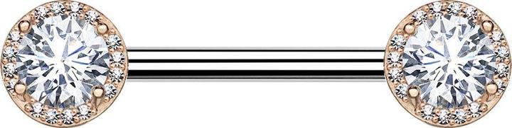 Image du produit Star Piercing Barbell rosegold Kristall gefasst mit Kristallen (Laiton, Acier chirurgical 316L)