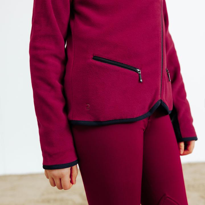 Fouganza Kids' Horse Riding Fleece 100 - Purple/Cherry (146)