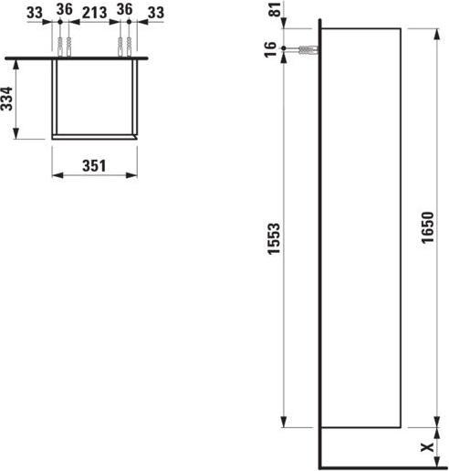 Produktbild Laufen Il Bagno Alessi Hochschrank, Scharnier links, 350x335x1650mm, H430461097 (350 x 335 x 1650 mm)