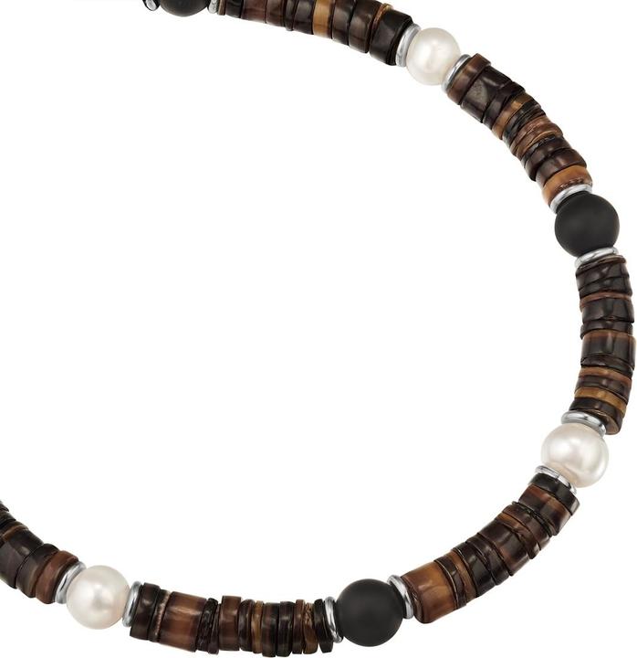 True Rebels Herren Perlen-Armband - 37070 (19 cm, Edelstahl)