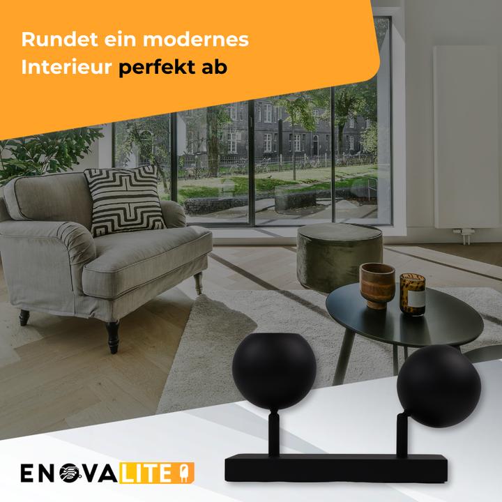 Actual product image Enovalite Deckenleuchte GLOBE, GU10-Fassung, IP20, Ø10cm, 2 flammig, schwarz (GU10)