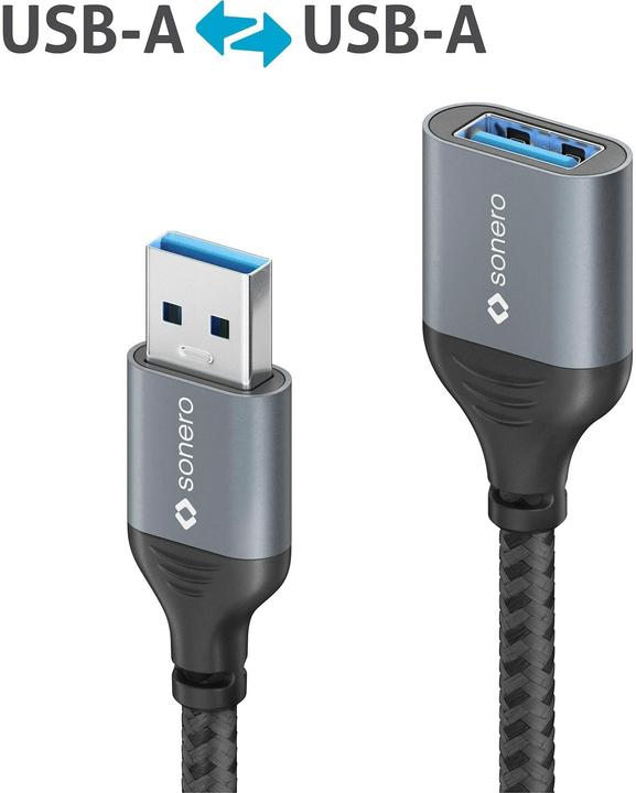 Produktbild Sonero USB 3.0-Verlängerungskabel USB A - USB A 1 m (1 m, USB 3.2 Gen 1, 5 W)