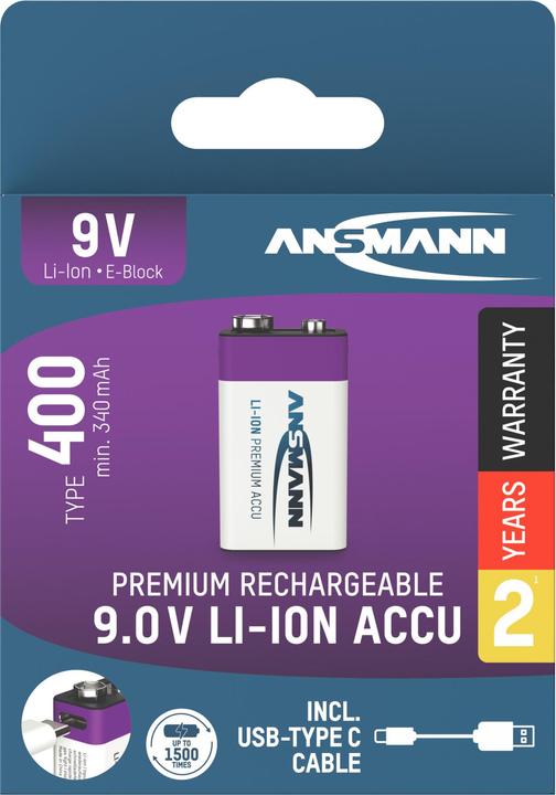 Image du produit Ansmann Premium Rechargeable (1 pcs, 9V Block, 400 mAh)