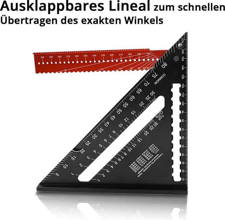 Produktbild Stahlwerk Winkeldreieck mit Anschlag Aluminium-Winkelmesser Zimmermannswinkel