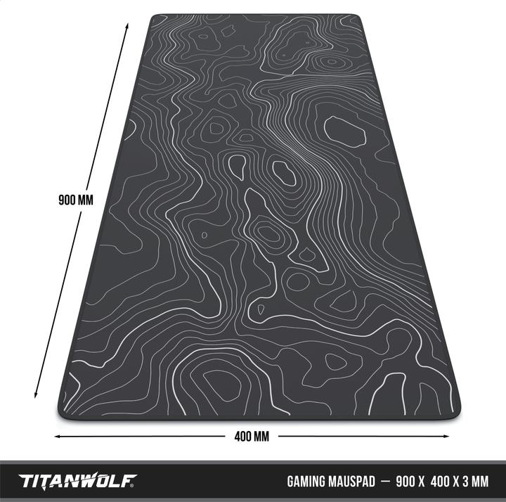 Image du produit Titanwolf Gaming Mauspad XXL, glattes Stoffgewebe, Speed Mausmatte 900 x 400 mm grosse Fläche, Topography (XXL)