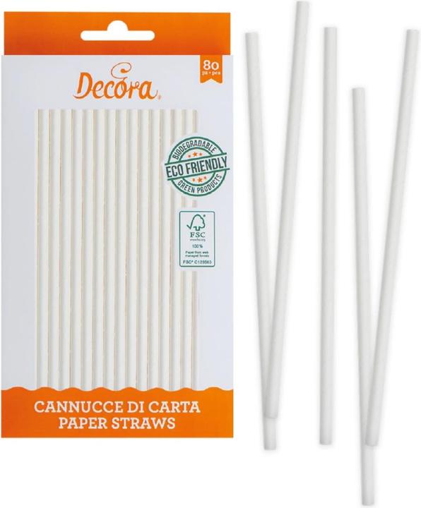 Produktbild Decora Papierstrohhalme - Weiss (80St.) (80 x)