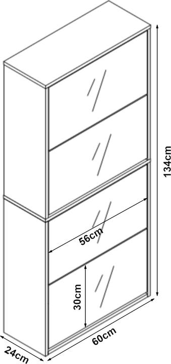 Actual product image En.Casa Schuhkipper Lund mit 4 verspiegelten Klappen Sonoma-Eichenoptik