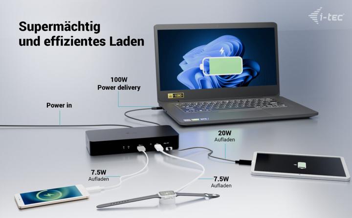 Produktbild i-tec USB-C/A Intelligent Dual DS+PD100W, Universal (USB-C, 9 Ports)