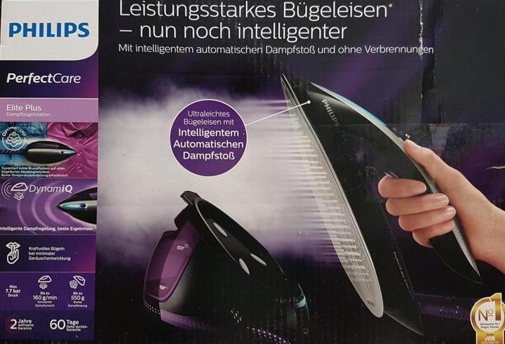 Actual product image Philips GC9675/80 PerfectCare Elite Plus Steam Ironing Station, Black/Purple (2700 W, 550 g/min)