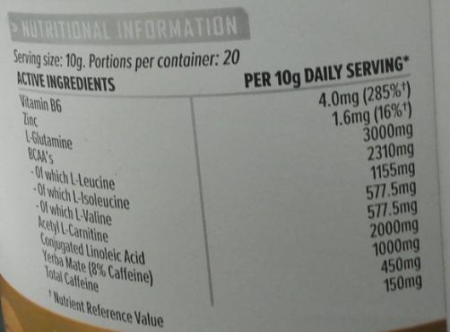 Nährwerte und Zutaten PhD Nutrition Burn Pre-Workout (Zitronensorbet, 1 Stk., 200 g)