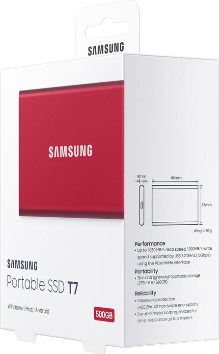 Produktbild Samsung Portable T7 Red (500 GB)
