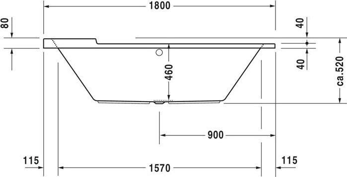 Produktbild Duravit Oval-Badewanne STARCK 1800x800mm, 2 Rückenschrägen weiss (170 l, 180 cm, 80 cm)