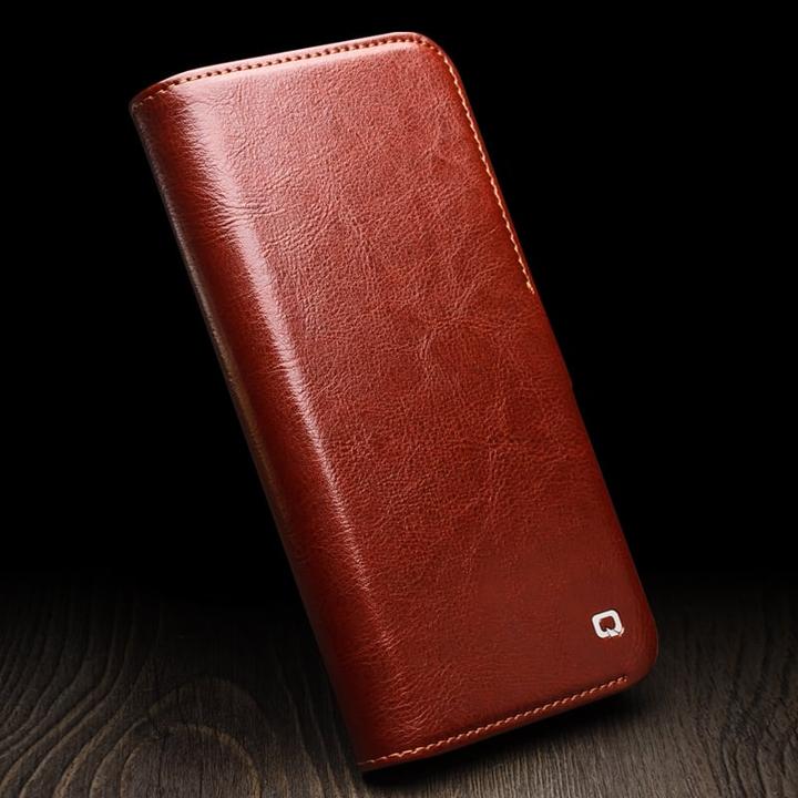 Image du produit QiAlino Fourre Flip cuir véritable avec fermeture magnétique clair (Apple iPhone 16 Pro)