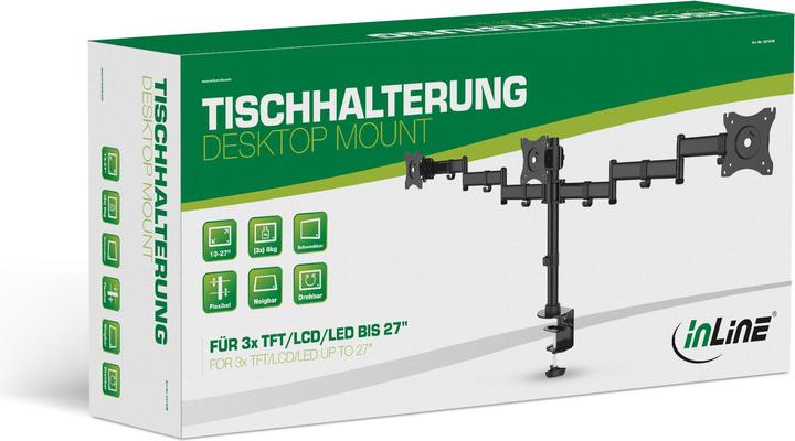 Immagine prodotto InLine Desktop per 3 monitor da 13" a 27" (23104B) (Tavolo, 27")