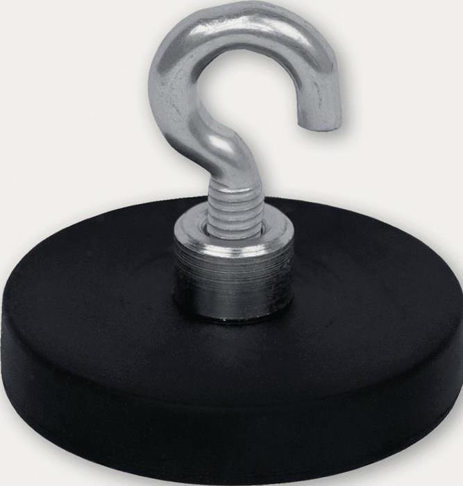 Produktbild Eichner Neodymmagnet Ø 31 mm gummierter Magnet, mit Haken Ø 6,4 mm (5 x)