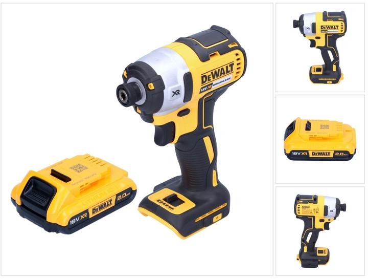 Produktbild DeWalt DCF 887 N Akku Schlagschrauber 18 V 205 Nm 1/4" Brushless + 1x Akku 2,0 Ah - ohne Ladegerät (Akkubetrieb)