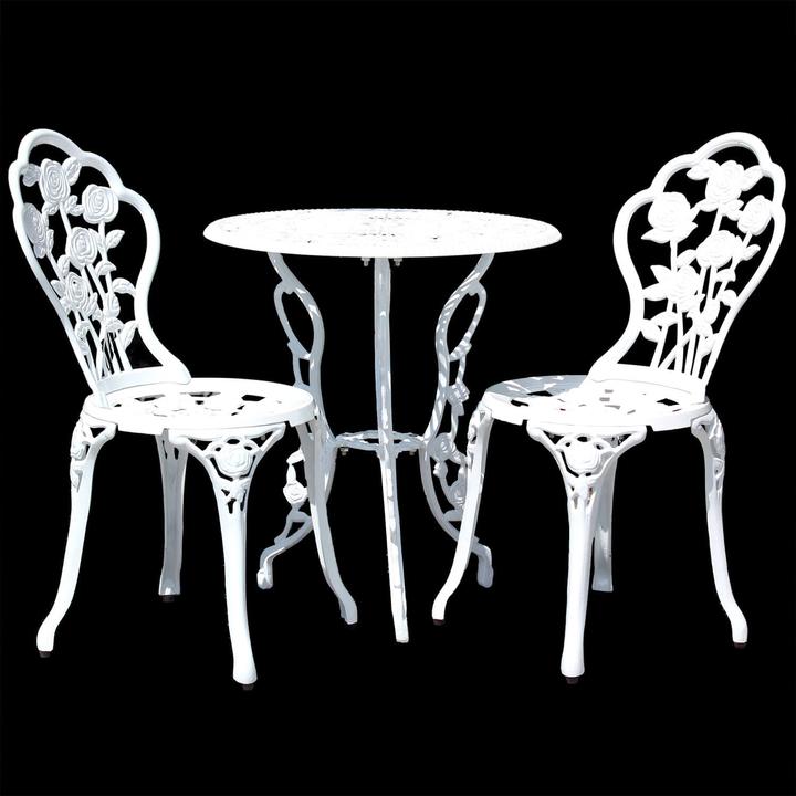 Image du produit Casa.Pro Ensemble de meubles de jardin Wakefield Table ronde avec 2 chaises Fonte blanche (59 cm)