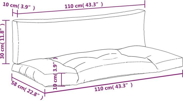 Image du produit VidaXL 10-tlg. Garten-Lounge-Set mit Kissen (110 x 58 x 10 cm)