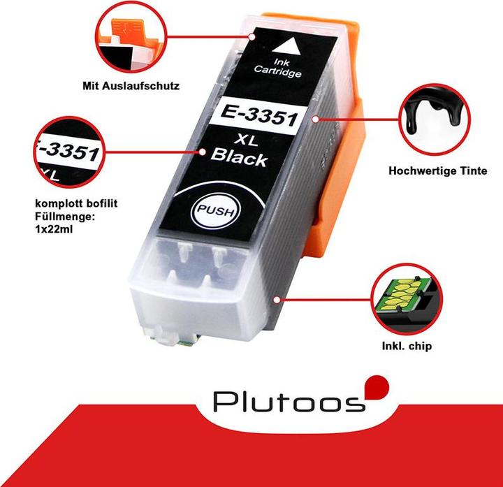Image du produit Plutoos Epson T3351 33XL Cartouche XXL compatible, Noir C 13 T 33514010 (CF)