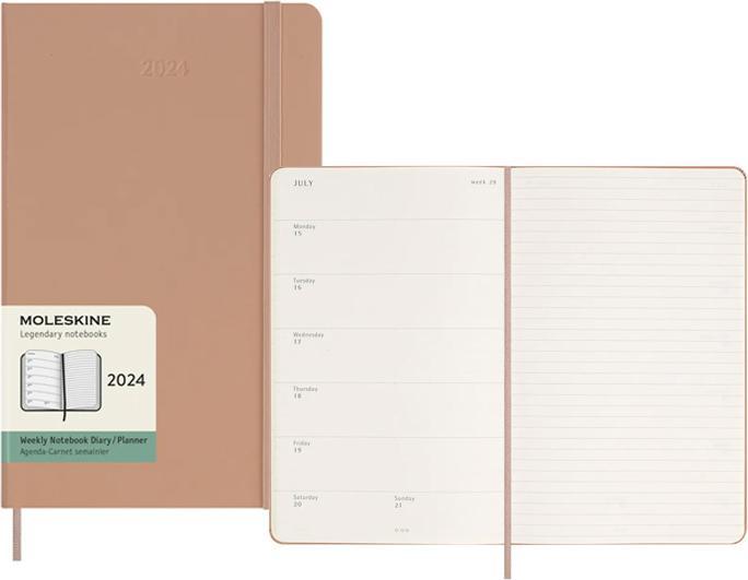 Produktbild Moleskine 12 Monate Wochen Notizkalender 2024, Large/A5, Sandbraun (A5, Harter Einband, Englisch)