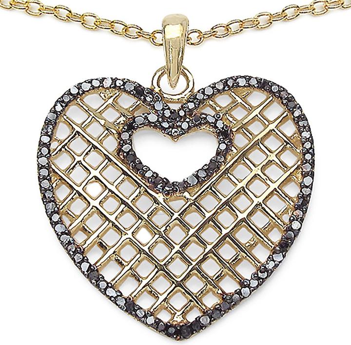 Xen Pendentif coeur avec chaîne diamants noirs 0.51ct. 925 argent doré (Argent sterling 925, 45 cm)