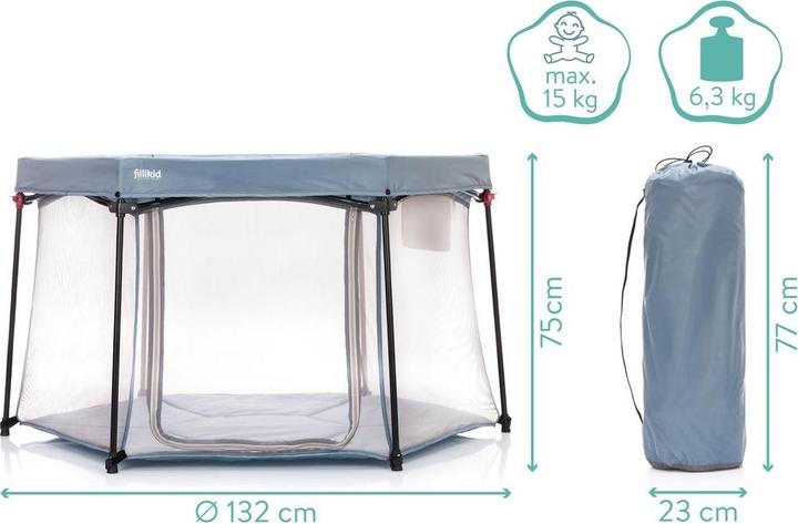 Actual product image Fillikid Playpen 6-sided (136 cm, 136 cm)