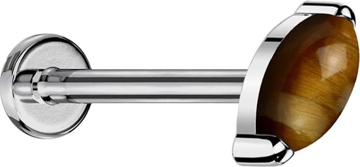 Actual product image Star Piercing Micro Threadless Labret silber Ovaler Tigerauge Stein (without brass, Mineral, Titanium G23)