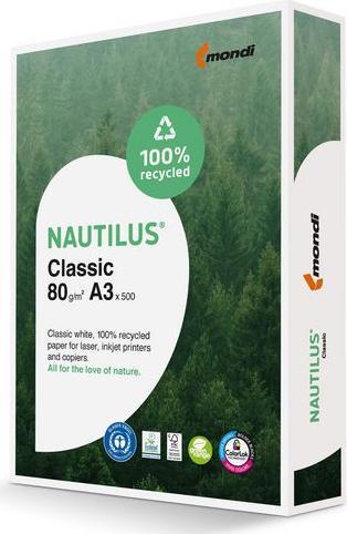 Actual product image Nautilus Universal paper Classic Recycling, white (80 g/m², 500 x, A3)