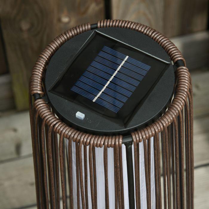 Immagine prodotto Swisshandel24 Lampada solare, lampada solare in rattan, marrone, 21,5x21,5x61cm (IP44)