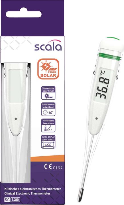Actual product image Scala SC 1480 Clinical Thermometer With Fever Alarm, Waterproof (Armpit, Rectal, Mouth)