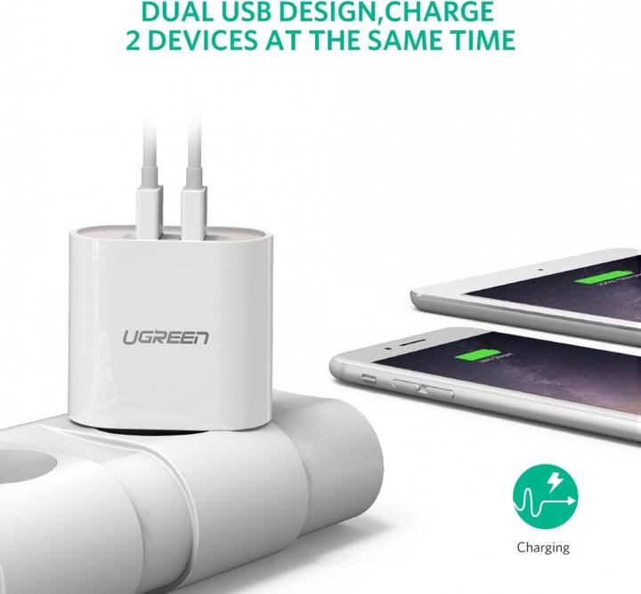 Actual product image Ugreen USB-A charger 2 port (17 W)