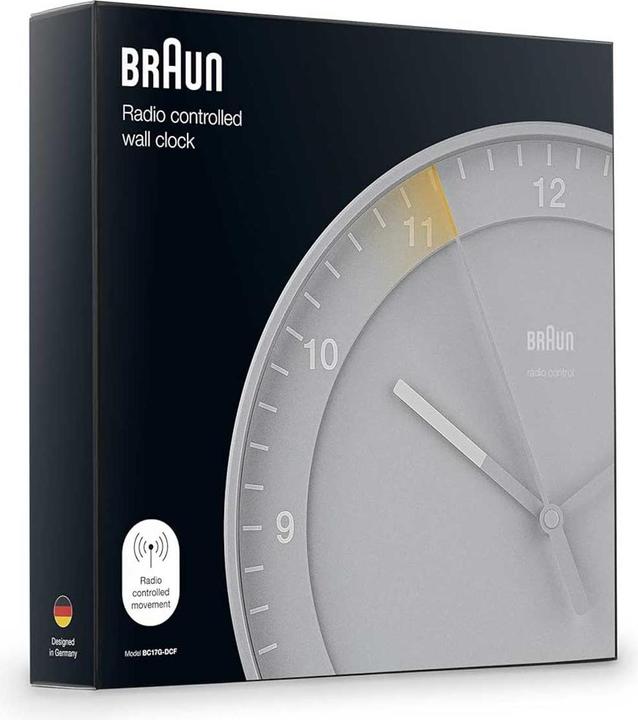 Actual product image Braun Wall clock, grey w.radio (30 cm)