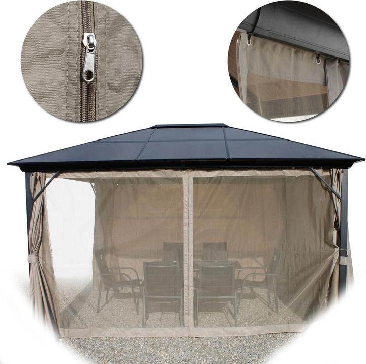 Produktbild Mojawo XXL Metall Garten Pavillon Alu Doppeldach 3x4m Gartenpavillon inkl. Seitenteile (400 cm, 300 cm)