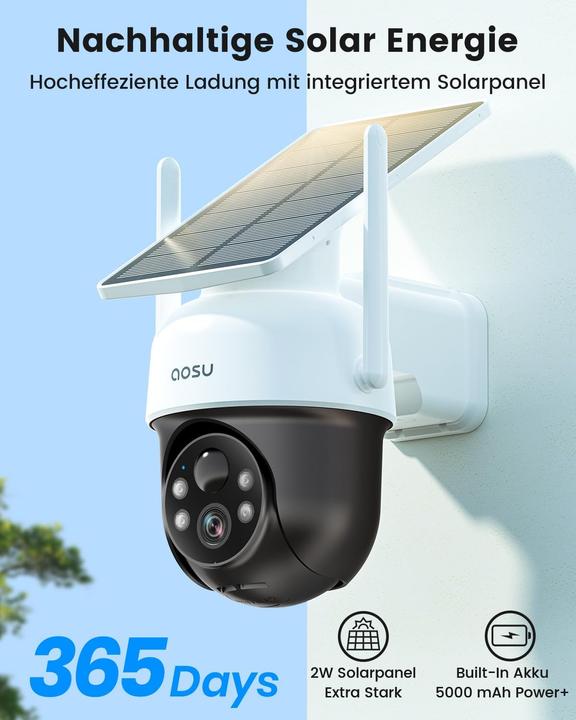 Produktbild Aosu 2K Solarbetriebene PTZ-Überwachungskamera