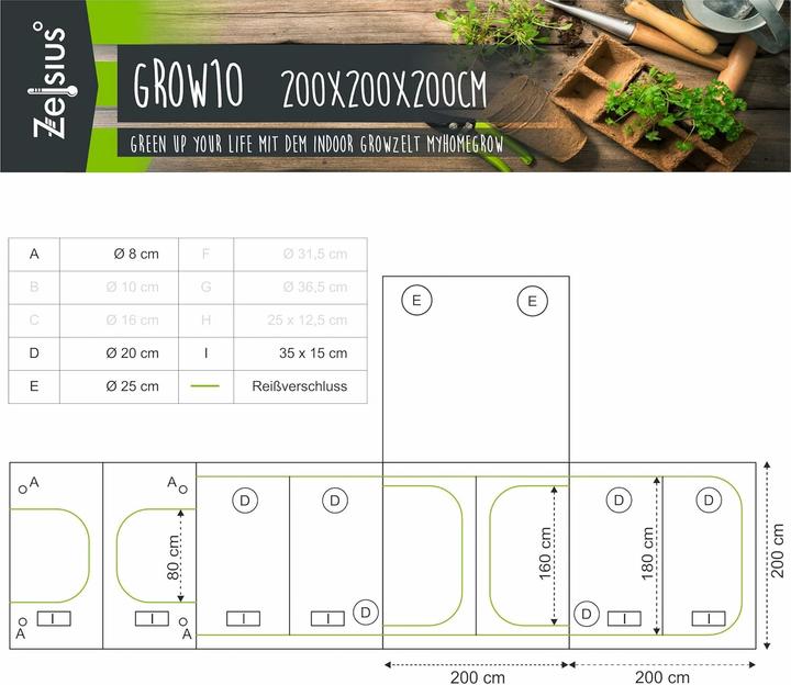 Image du produit Zelsius MyHomeGrow Growzelt, 200x200x200 cm