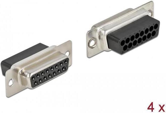 Produktbild Delock D-Sub 15 Pin Crimp Buchse, Metall, 4 Stück