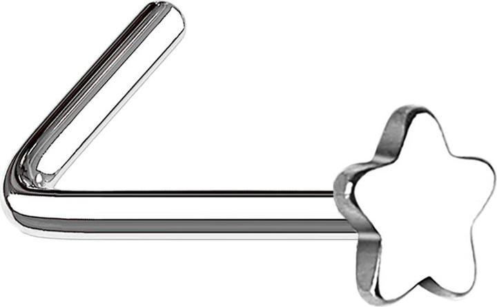 Star Piercing Nasenstecker gewinkelt silber mit Stern (ohne Messing, Chirurgenstahl 316L)