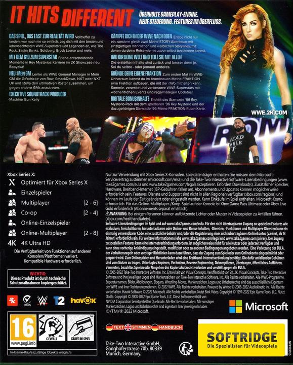Immagine prodotto 2K Games WWE 2K22 (Xbox Series X, DE)