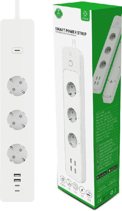 Produktbild Woox R6132 Intelligente Steckerleiste 3 AC-Ausgänge Type F (CEE 7/4) 1,5 m 4 3680 W Weiss (3 x, CEE 7/4, 1.50 m)