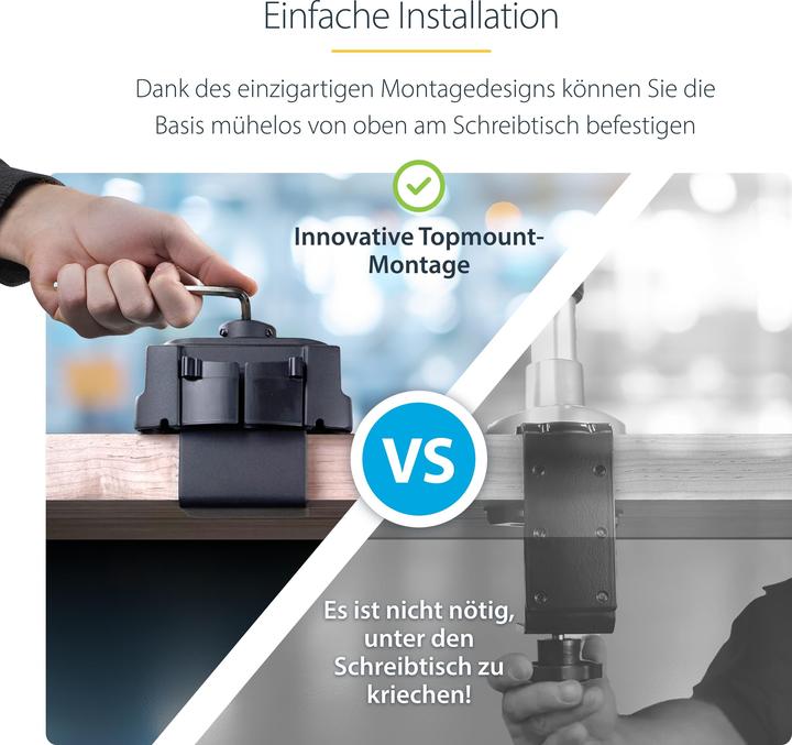 Productafbeelding StarTech com ARMDUALPIVOT, klem, 16 kg, 81,3 cm (32 inch), 100 x 100 mm, hoogteverstelling, Zwart (Tabel, 32")