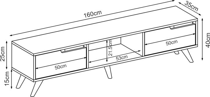 Immagine prodotto En.Casa Fernsehschrank Kullila 160x35x40 cm Eicheoptik/Weiss (160 x 35 x 40 cm)