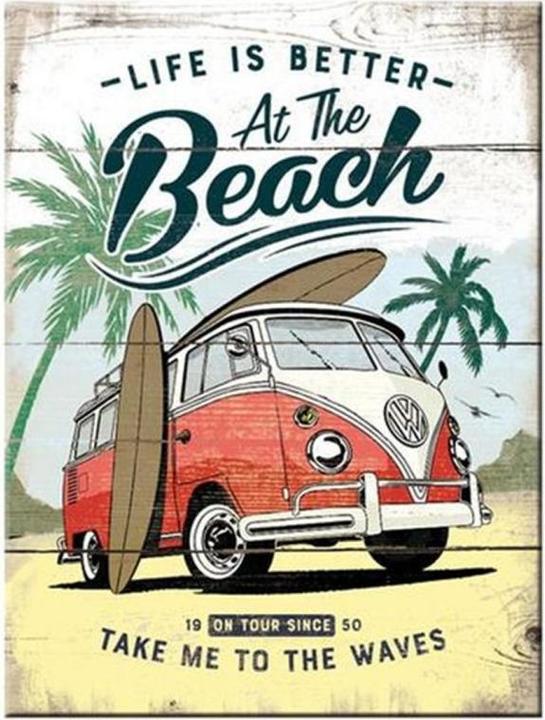 Image du produit Nostalgic-Art Merchandising Aimant adhésif VW Bus - Beach 1 pièce, Multicolore (1 x)