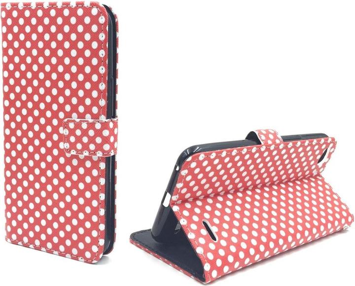 Produktbild König Design Schutz Hülle für Vodafone Smart Ultra 6 Polka Dot Rot Tasche Case + 1 Panzer Schutz Glas (Vodafone Smart Ultra 6)
