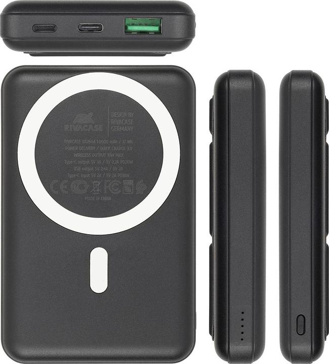 Produktbild Rivacase VA2604 Wireless Powerbank Magsafe Qi 15W, Externer Akku mit QC/PD 20W 10000 mAh Schnelladef (10000 mAh, 20 W, 18.50 Wh)