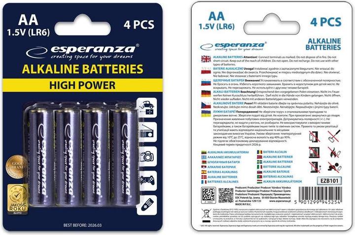 Produktbild Esperanza Bateria AA / R6 4 szt. (4 Stk., AA)