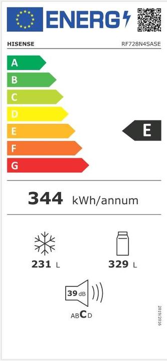 Label énergétique Hisense RF728N4SAS (560 l)